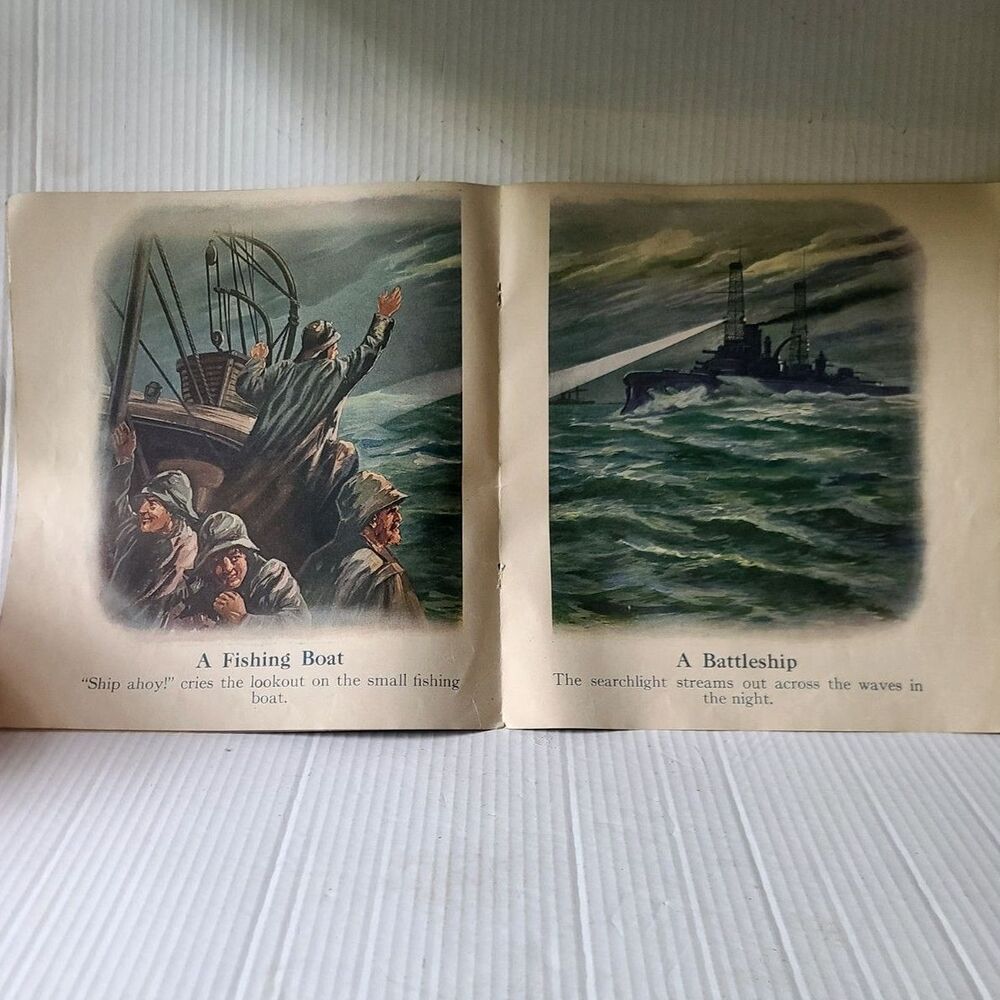 Trains and Ships Children's Lithograph 1932‎ Book Saalfield Publishing Co. - Picture 3 of 5
